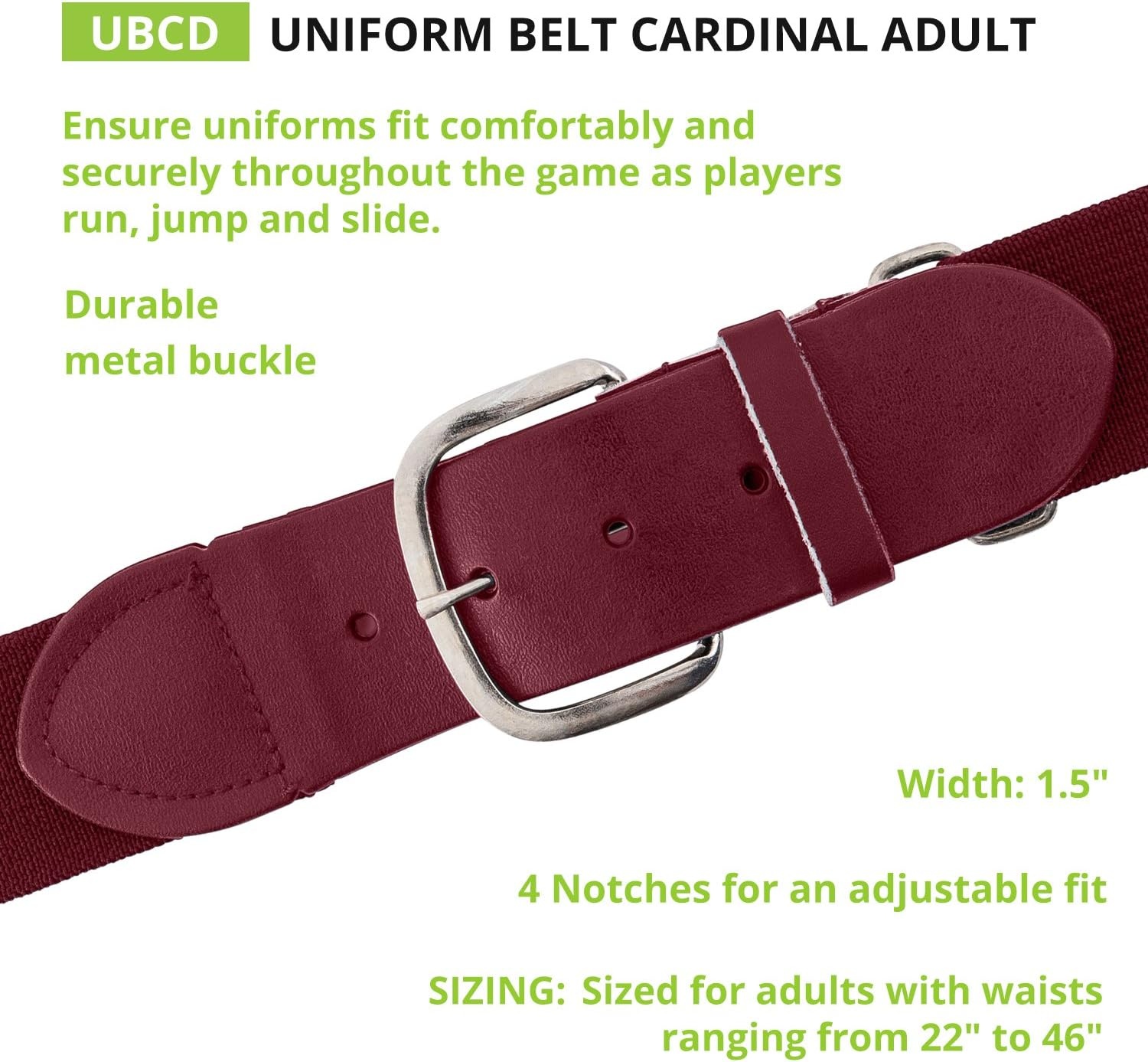 image:imageChampion Sports Baseball amp Softball Belt  Stretch Fit Uniform Belt for Youth amp Adult Players Multiple ColorsCardinal Red