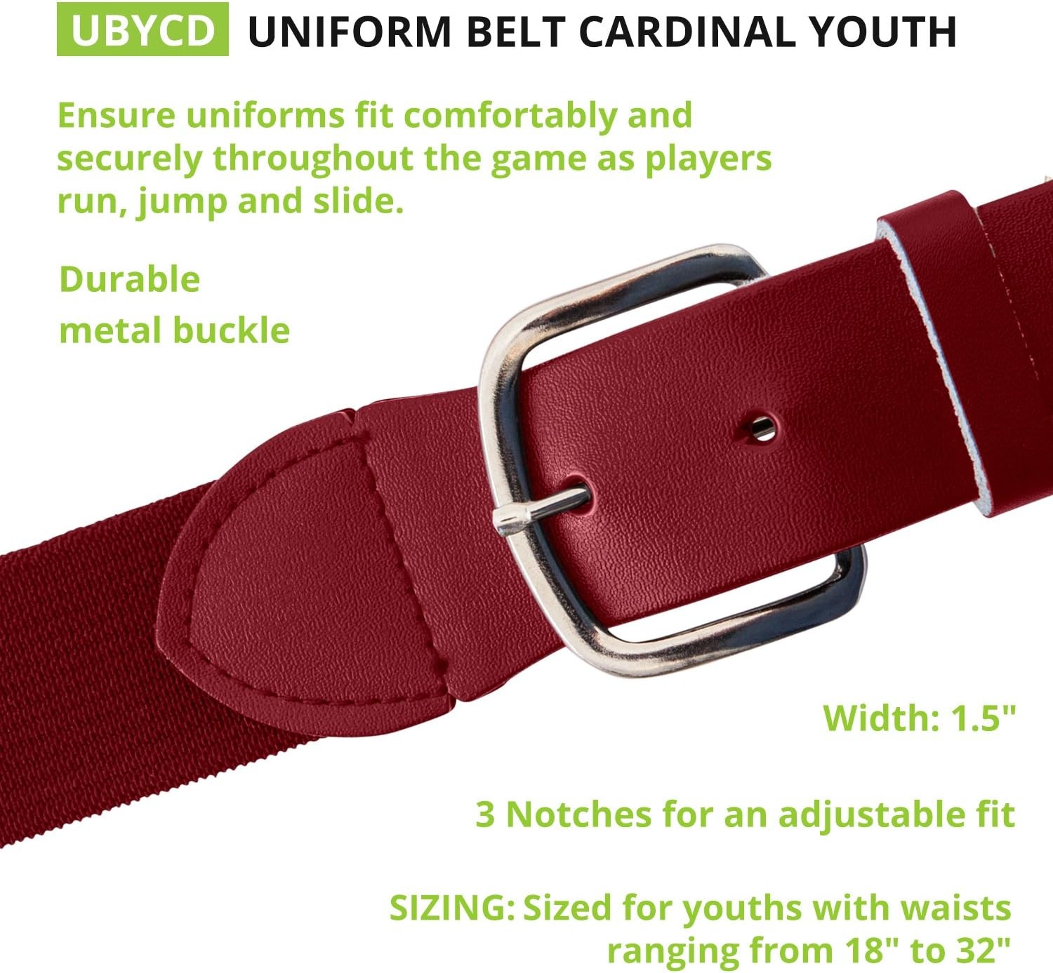 image:imageChampion Sports Baseball amp Softball Belt  Stretch Fit Uniform Belt for Youth amp Adult Players Multiple ColorsCardinal Red