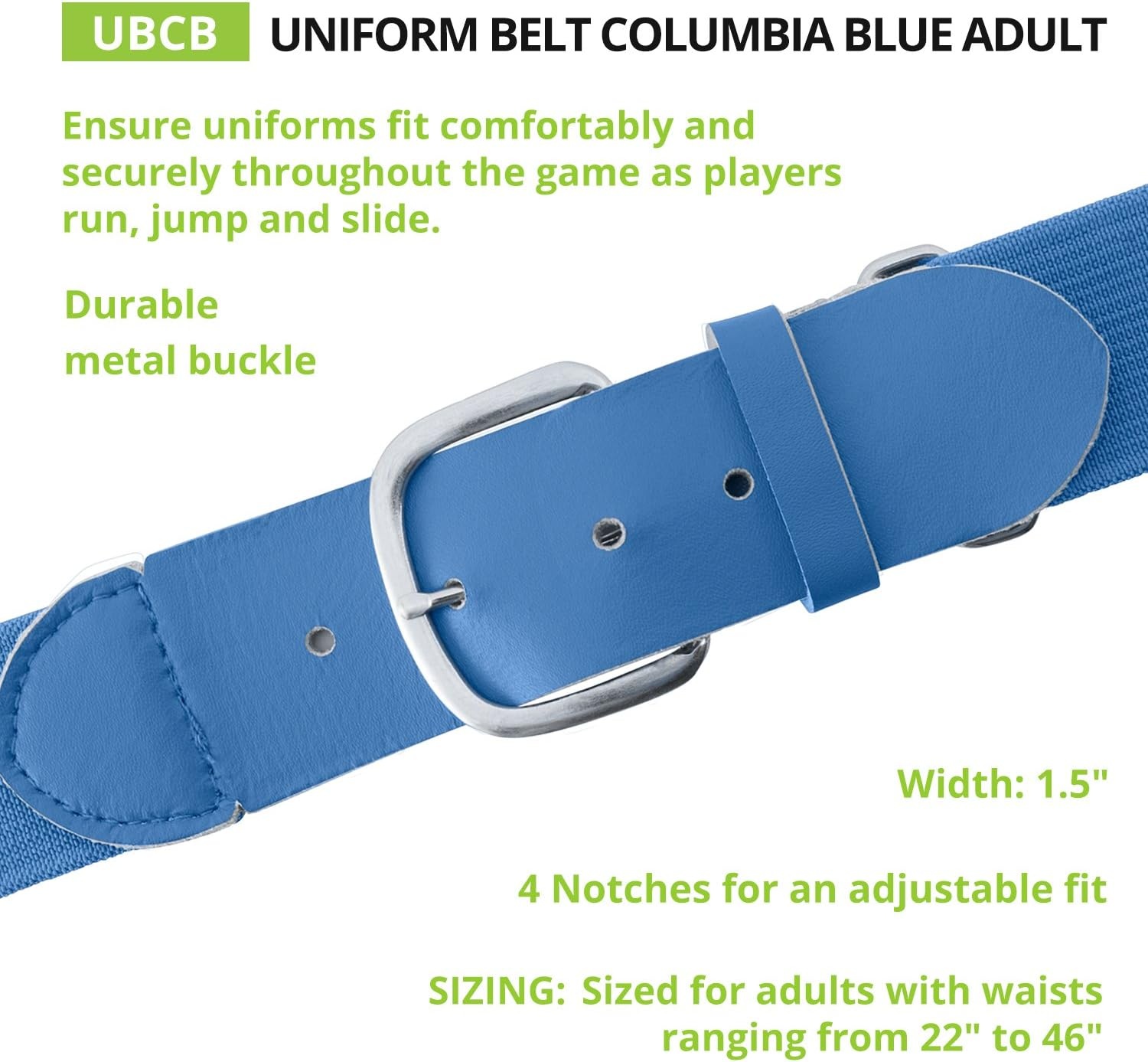 image:imageChampion Sports Baseball amp Softball Belt  Stretch Fit Uniform Belt for Youth amp Adult Players Multiple ColorsColumbia Blue