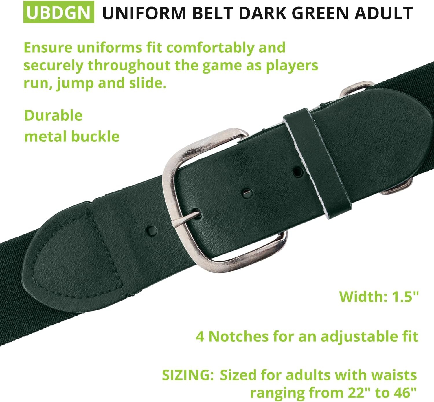 image:imageChampion Sports Baseball amp Softball Belt  Stretch Fit Uniform Belt for Youth amp Adult Players Multiple ColorsDark Green