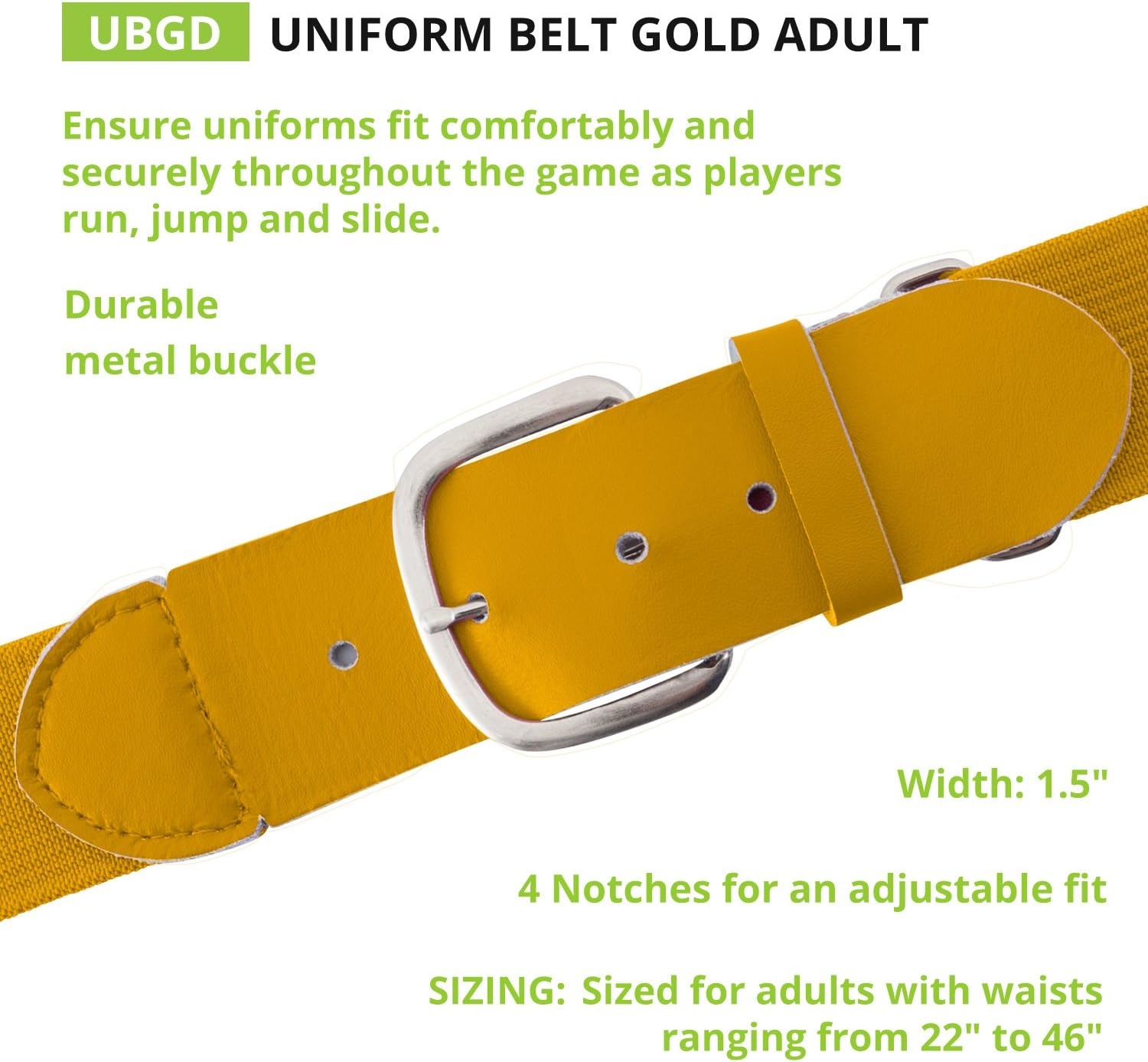 image:imageChampion Sports Baseball amp Softball Belt  Stretch Fit Uniform Belt for Youth amp Adult Players Multiple ColorsGoldYellow