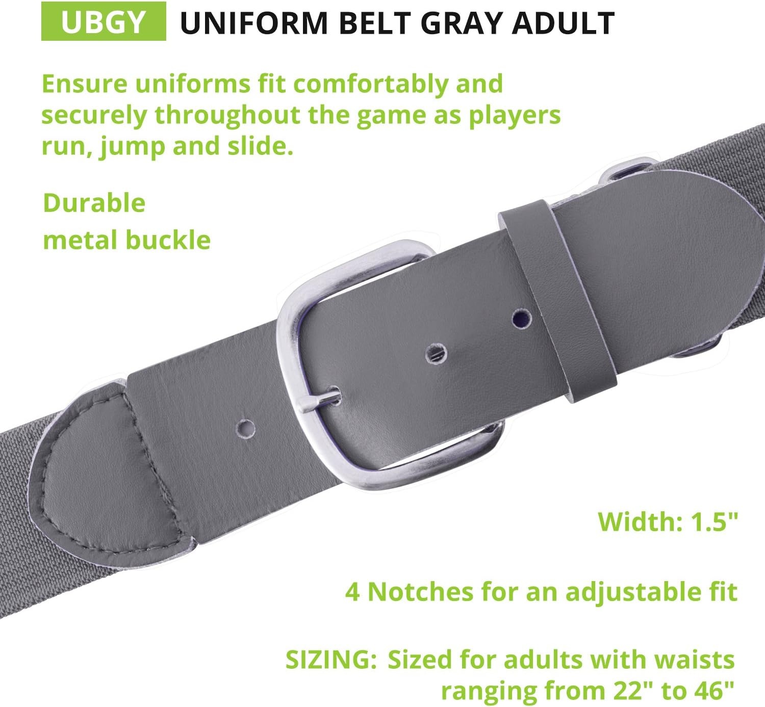 image:imageChampion Sports Baseball amp Softball Belt  Stretch Fit Uniform Belt for Youth amp Adult Players Multiple ColorsGray
