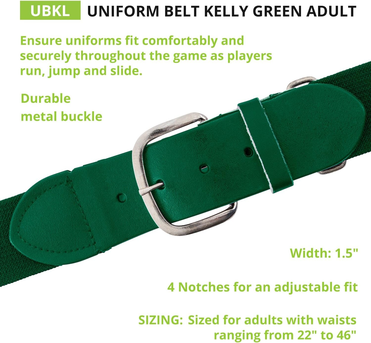 image:imageChampion Sports Baseball amp Softball Belt  Stretch Fit Uniform Belt for Youth amp Adult Players Multiple ColorsKelly Green