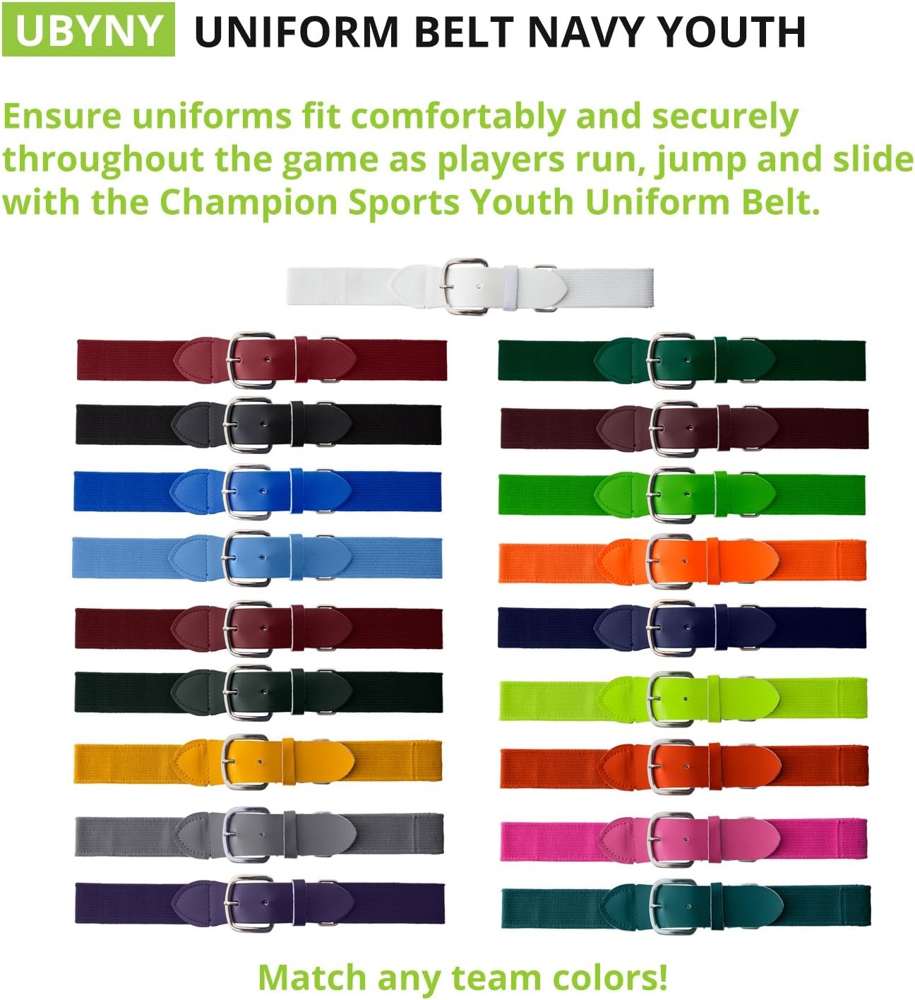 image:imageChampion Sports Baseball amp Softball Belt  Stretch Fit Uniform Belt for Youth amp Adult Players Multiple ColorsNavy