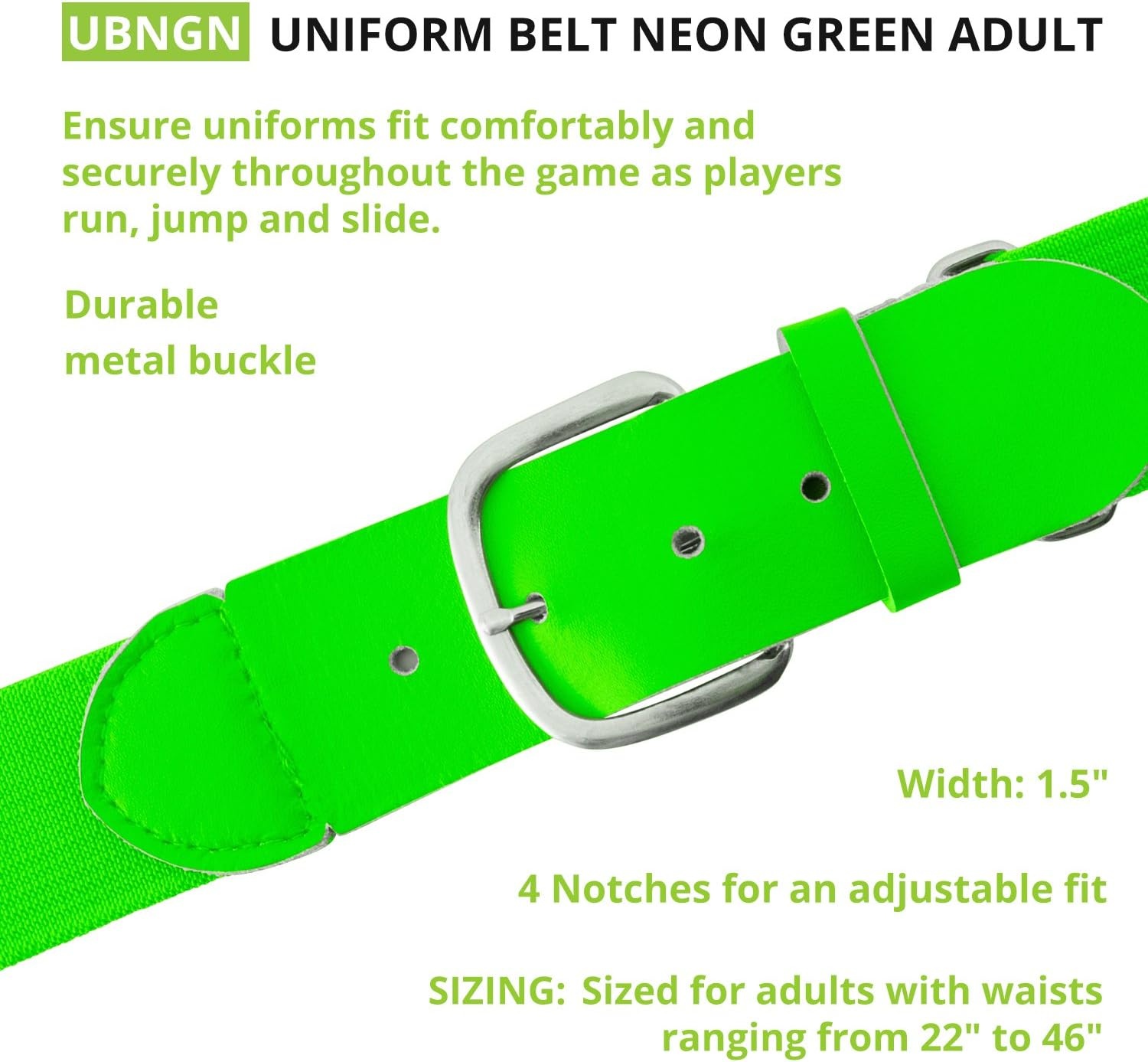 image:imageChampion Sports Baseball amp Softball Belt  Stretch Fit Uniform Belt for Youth amp Adult Players Multiple ColorsNeon Green