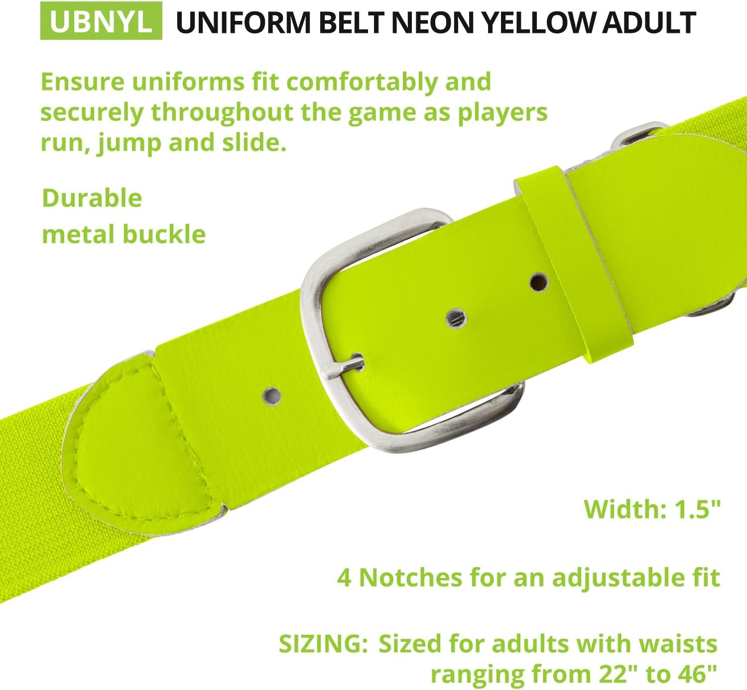 image:imageChampion Sports Baseball amp Softball Belt  Stretch Fit Uniform Belt for Youth amp Adult Players Multiple ColorsNeon Yellow