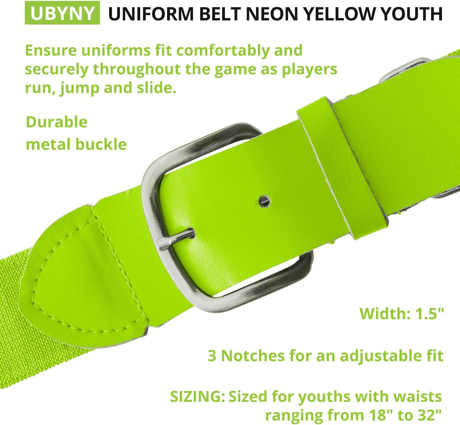 image:imageChampion Sports Baseball amp Softball Belt  Stretch Fit Uniform Belt for Youth amp Adult Players Multiple ColorsNeon Yellow