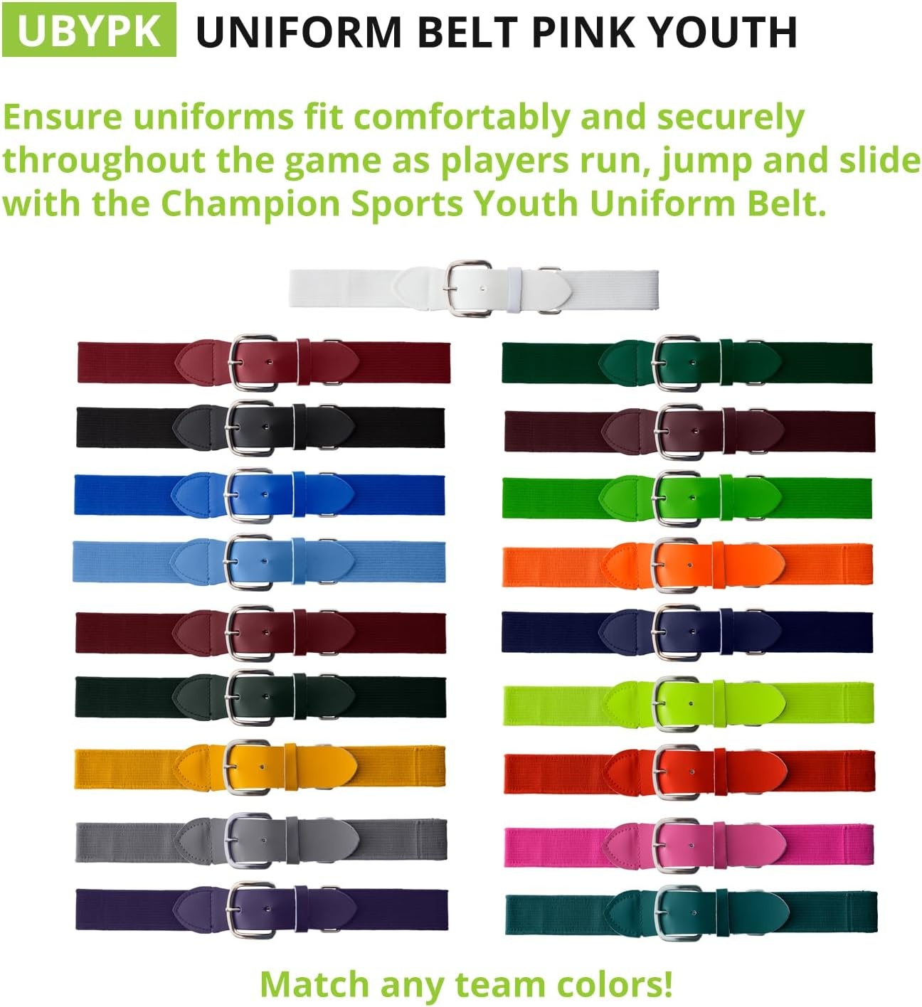 image:imageChampion Sports Baseball amp Softball Belt  Stretch Fit Uniform Belt for Youth amp Adult Players Multiple ColorsPink