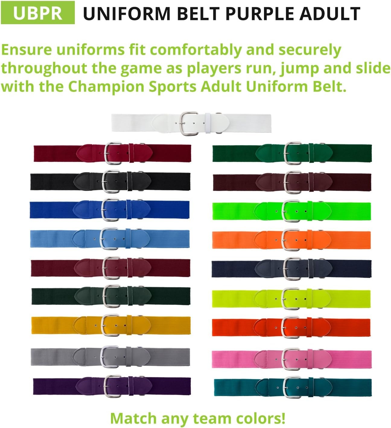image:imageChampion Sports Baseball amp Softball Belt  Stretch Fit Uniform Belt for Youth amp Adult Players Multiple ColorsPurple