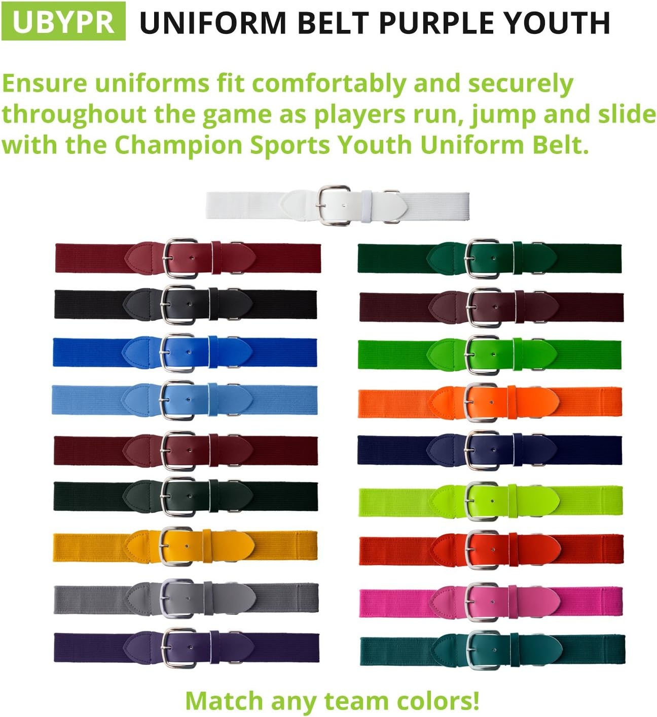 image:imageChampion Sports Baseball amp Softball Belt  Stretch Fit Uniform Belt for Youth amp Adult Players Multiple ColorsPurple
