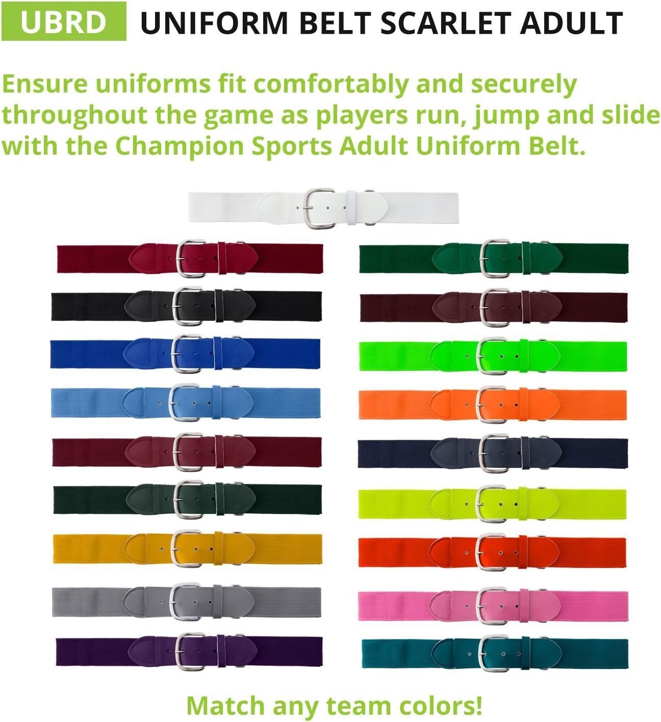 image:imageChampion Sports Baseball amp Softball Belt  Stretch Fit Uniform Belt for Youth amp Adult Players Multiple ColorsScarlet