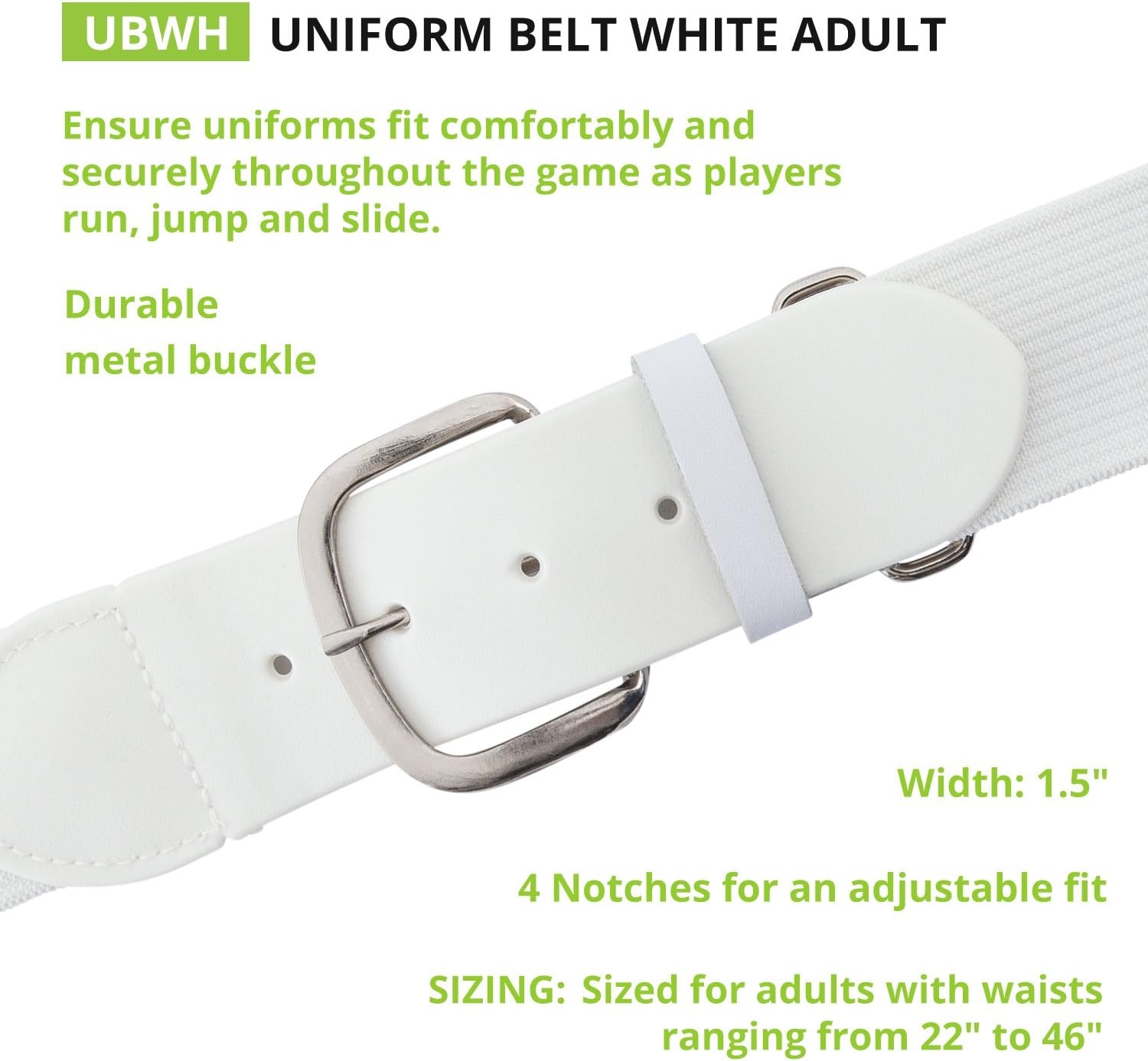 image:imageChampion Sports Baseball amp Softball Belt  Stretch Fit Uniform Belt for Youth amp Adult Players Multiple ColorsWhite