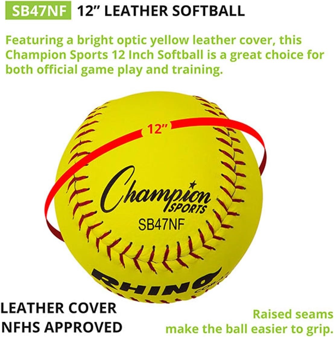 image:imageChampion Sports Softballs  Leather amp Synthetic Options for Practice or Games Multiple SizesLeather Poly Core Pack of 12