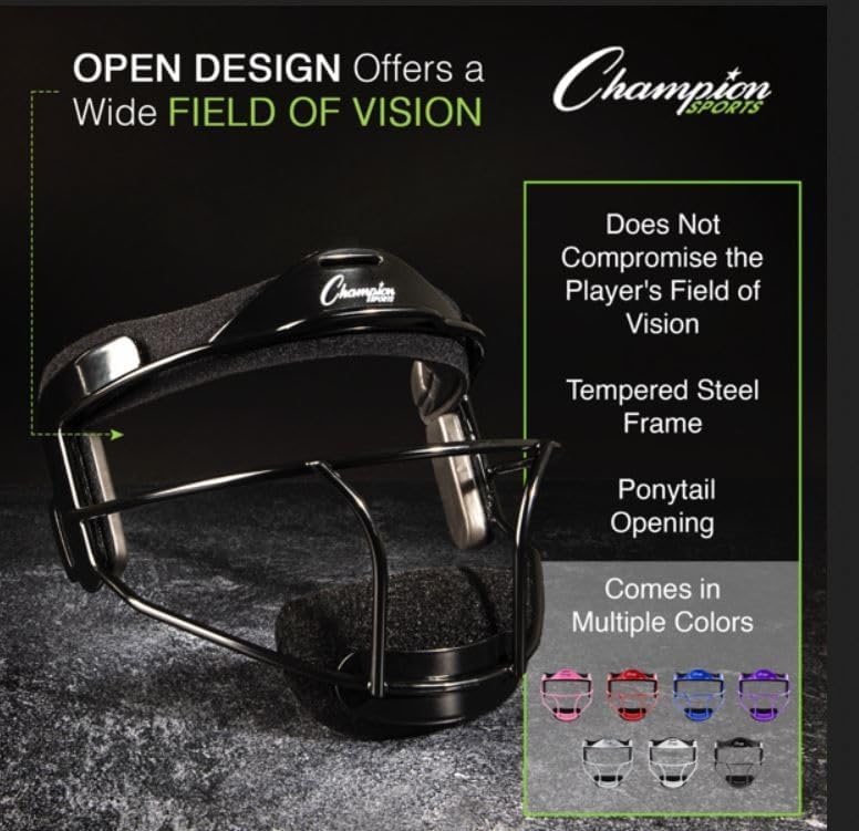image:imageChampion Sports Steel Softball Face Mask  Durable Fielders Mask for Youth amp Adults Multiple Colors for Practice amp GamesPurple