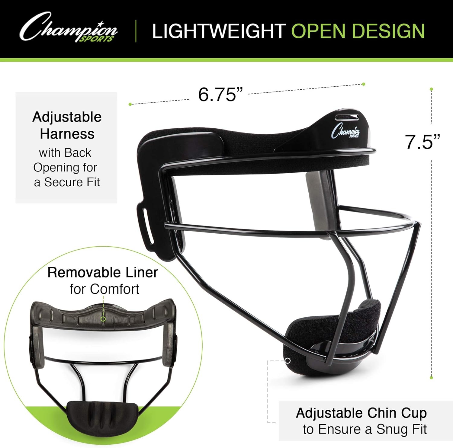 image:imageChampion Sports Steel Softball Face Mask  Durable Fielders Mask for Youth amp Adults Multiple Colors for Practice amp GamesWhite