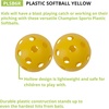 image:imageChampion Sports 12 Hollow Plastic Softball Set  Practice Softballs  Regulation Size Balls  Fun for All AgesPack of 6 Hollow Plastic Softballs Yellow