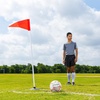 image:imageChampion Sports Soccer Corner Flags  Set of 4 60 Poles with HighVisibility Nylon Flags for Indoor amp Outdoor Field MarkingRed Triangle Flag 9 Diameter Rubber Base