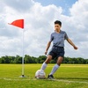 image:imageChampion Sports Soccer Corner Flags  Set of 4 60 Poles with HighVisibility Nylon Flags for Indoor amp Outdoor Field MarkingRed Triangle Flag 9 Diameter Rubber Base