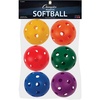 Pack of 6 Hollow Plastic Softballs (Assorted Colors)