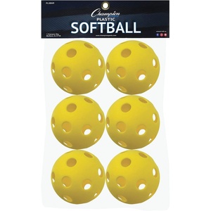 image:imageChampion Sports 12 Hollow Plastic Softball Set  Practice Softballs  Regulation Size Balls  Fun for All AgesPack of 6 Hollow Plastic Softballs Yellow