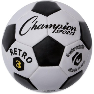image:imageChampion Sports Retro Soccer Ball  Sizes 3 4 5 Soft Touch All Weather Official Size amp Weight Ball for Training Games Outdoor amp Indoor PlayBlackWhite