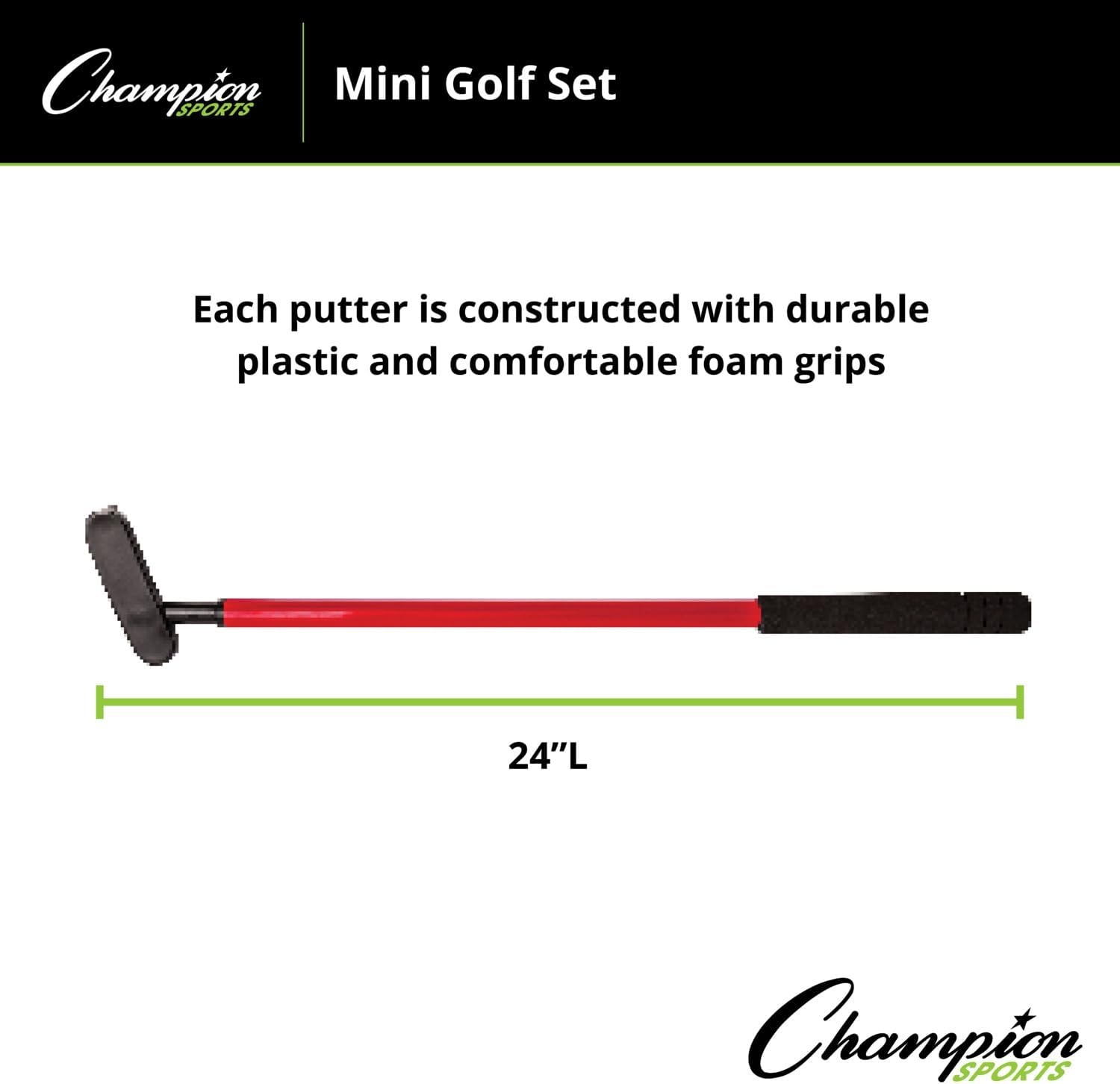 image:imageChampion Sports Mini Golf Clubs Multi Colored Putt Putt Miniature Golfing Set for Kids  6 Putters 18 Holes amp 18 Balls