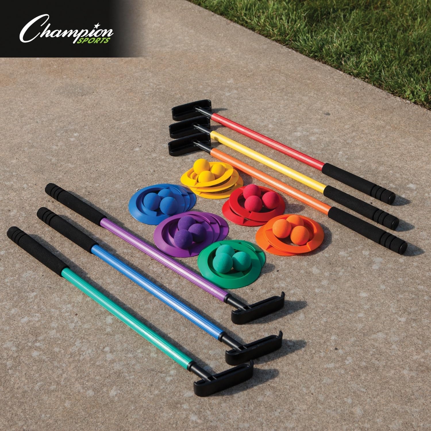 image:imageChampion Sports Mini Golf Clubs Multi Colored Putt Putt Miniature Golfing Set for Kids  6 Putters 18 Holes amp 18 Balls