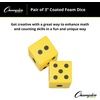 image:imageChampion Sports Coated Foam Dice  Soft Safe amp Durable Ideal for Math Counting amp Games HighVisibility Yellow with Black Pips  3 or 6 Inch Pairs3 Inch Set of 2