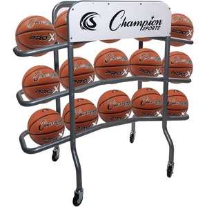 image:imageChampion Sports Deluxe Heavy Duty Basketball Storage Cart with Locking Swivel Caster Wheels BlackDeluxe 15 Ball Capacity