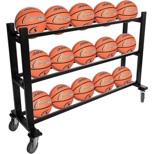 image:imageChampion Sports Deluxe Heavy Duty Basketball Storage Cart with Locking Swivel Caster Wheels BlackHeavy Duty 15 Ball Capacity