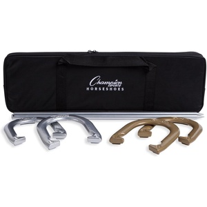 image:imageChampion Sports Horseshoe Set Traditional Outdoor Lawn Game includes Four Professional Solid Steel Horseshoes with Solid Steel Stakes amp Carrying Storage CaseTournament Set