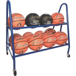 image:imageChampion Sports Steel Frame Rolling Basketball Storage Cart  Multiple Styles12 Basketball Capacity Blue