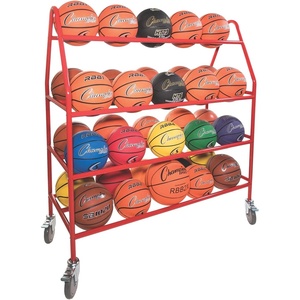 image:imageChampion Sports Steel Frame Rolling Basketball Storage Cart  Multiple Styles35 Basketball Capacity Red