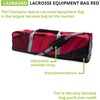 image:imageChampion Sports Lacrosse Equipment Bag  HeavyDuty Nylon Stick Compartment Waterproof Bottom Adjustable Strap 44x15x13inRed
