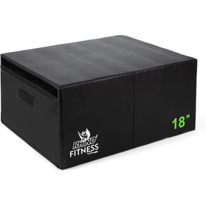 image:imageChampion Sports Foam Plyometric Box Black  Durable Jump Boxes for Training with Handles Hook and Loop Flaps  Stackable Plyo Box Jumps for Gym  Multiple SizesSingle Box  18 Black
