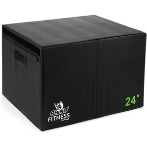 image:imageChampion Sports Foam Plyometric Box Black  Durable Jump Boxes for Training with Handles Hook and Loop Flaps  Stackable Plyo Box Jumps for Gym  Multiple SizesSingle Box  24 Black