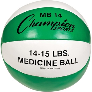 image:imageChampion Sports Leather Medicine Balls  Durable Weighted Balls for Strength Core amp Conditioning TrainingGreen 1415 lbs