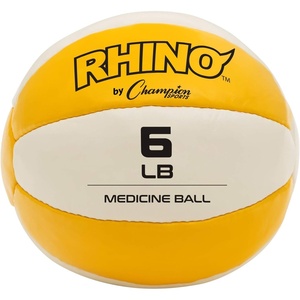 image:imageChampion Sports Leather Medicine Balls  Durable Weighted Balls for Strength Core amp Conditioning TrainingYellow 67 lbs