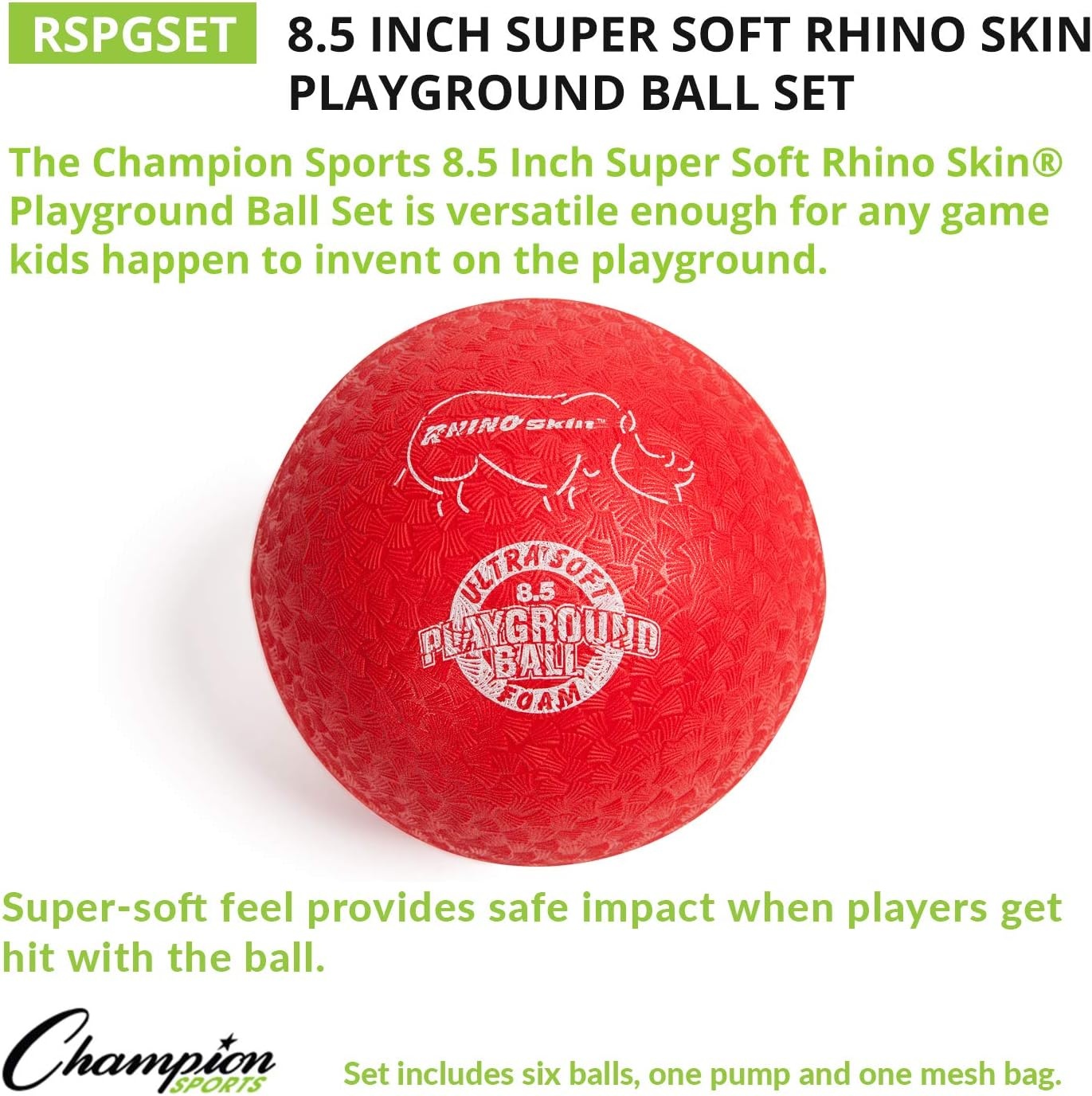 image:imageChampion Sports Rhino Skin Soft Inflateable Playground Ball SetAssorted Colors 85 Set