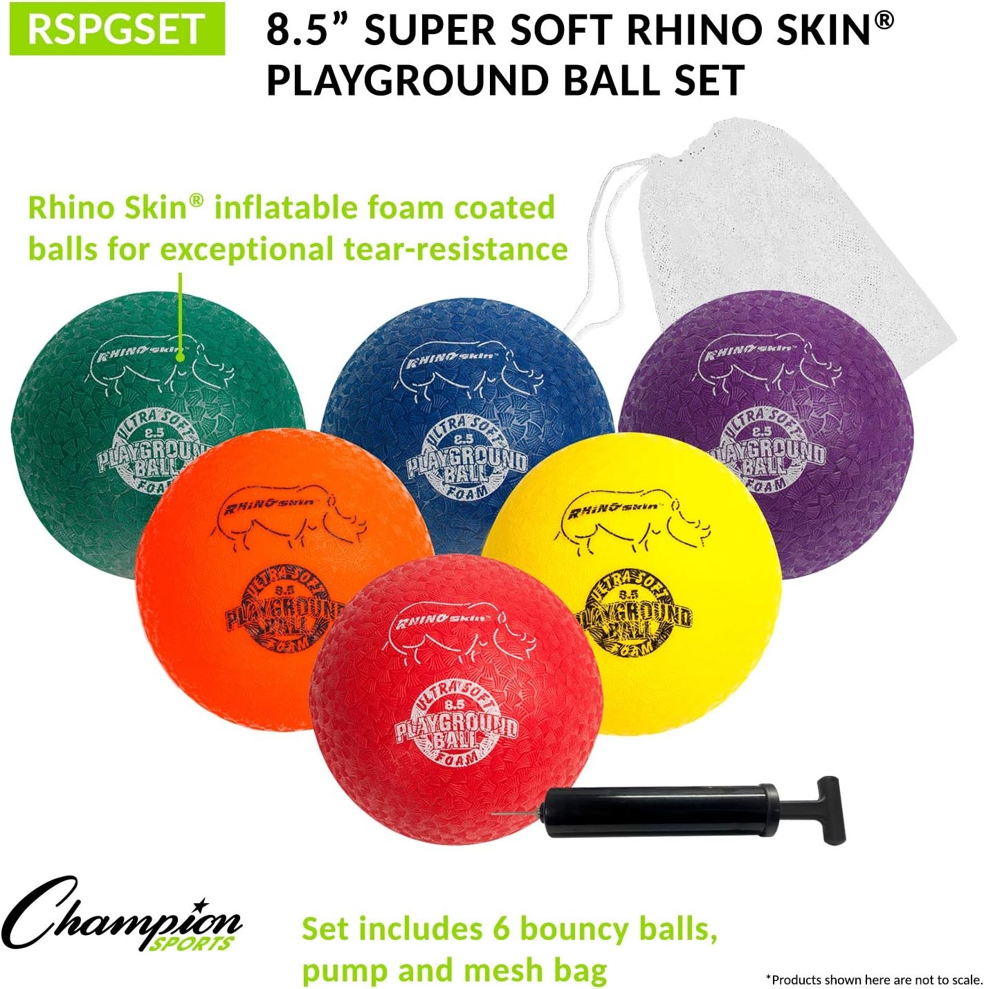 image:imageChampion Sports Rhino Skin Soft Inflateable Playground Ball SetAssorted Colors 85 Set