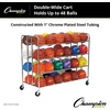 image:imageChampion Sports Double Wide Four Tier Basketball Storage Rack Cart with Locking Swivel Caster Wheels 48 Ball Capacity Chrome